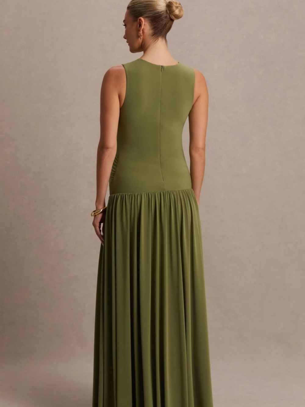 Club L London Olive Green Sleeveless Maxi Dress